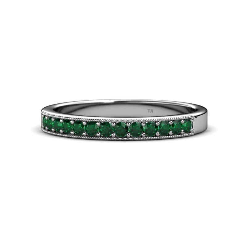 Janice 2.00 mm Round Emerald 13 Stone Wedding Band 