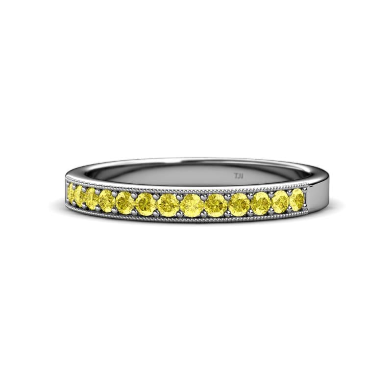 Janice 2.00 mm Round Yellow Sapphire 13 Stone Wedding Band 