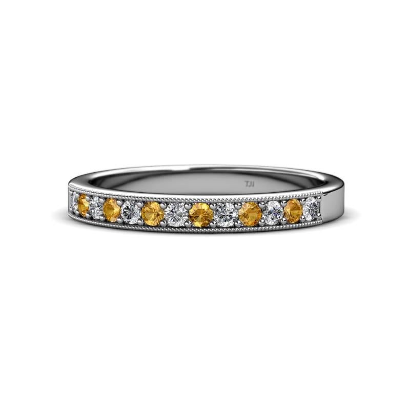Janice 2.00 mm Citrine and Lab Grown Diamond 13 Stone Wedding Band 