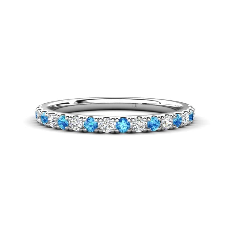 Kalina 0.26 ctw Blue Topaz and Natural Diamonds 18 Stone Wedding Band 