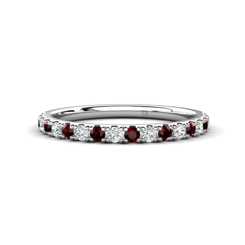 Kalina 0.28 ctw Red Garnet and Natural Diamonds 18 Stone Wedding Band 