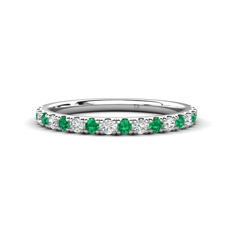 Kalina 0.25 ctw Emerald and Natural Diamonds 18 Stone Wedding Band 