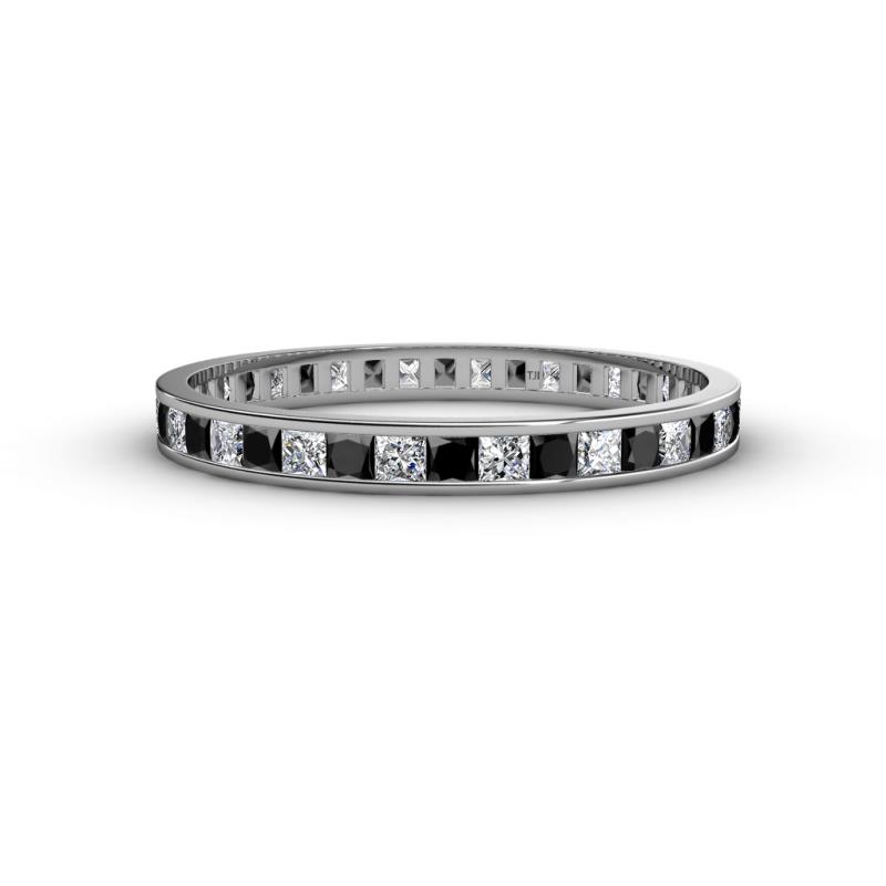 Rebica 2.00 mm Princess Cut Black and White Diamond Eternity Band 