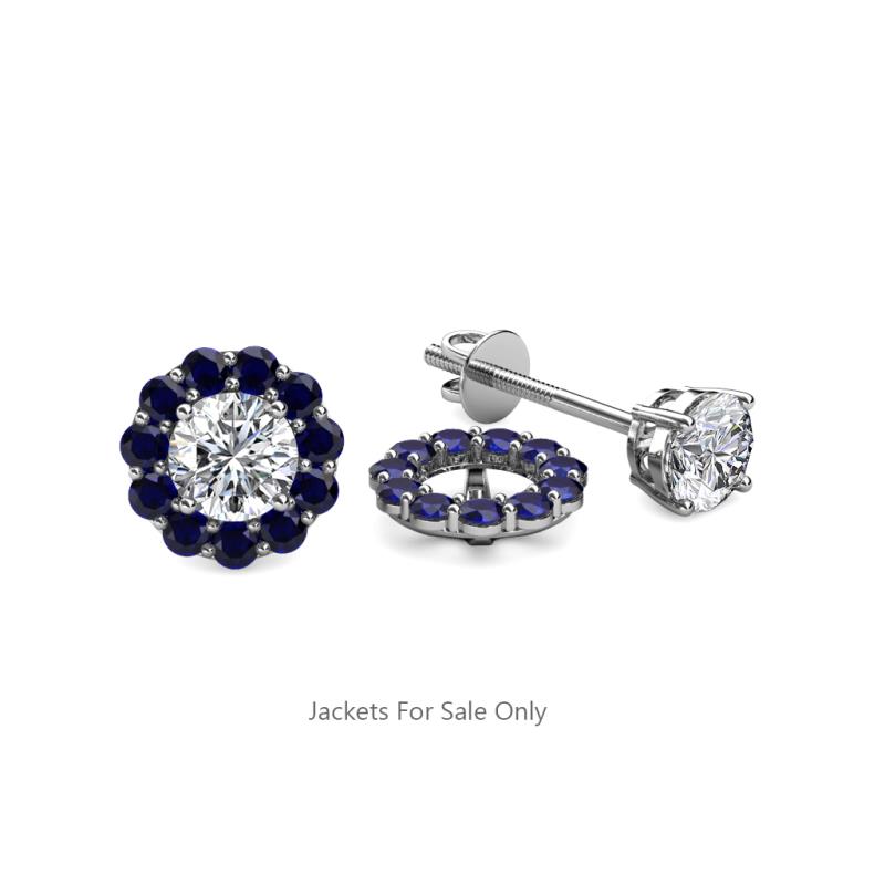 Serena 0.57 ctw (2.00 mm) Round Blue Sapphire Jackets Earrings 