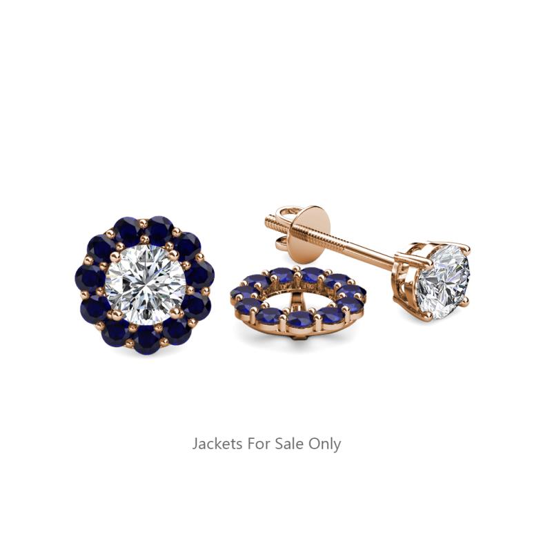 Serena 0.57 ctw (2.00 mm) Round Blue Sapphire Jackets Earrings 