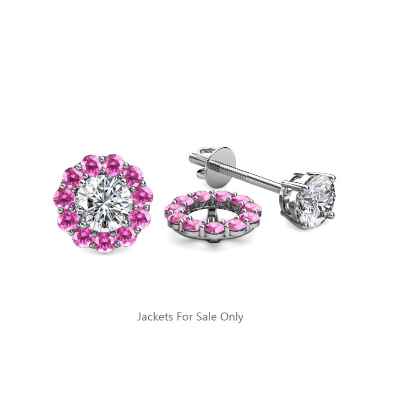 Serena 0.57 ctw (2.00 mm) Round Pink Sapphire Jackets Earrings 
