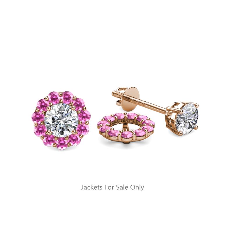 Serena 0.57 ctw (2.00 mm) Round Pink Sapphire Jackets Earrings 