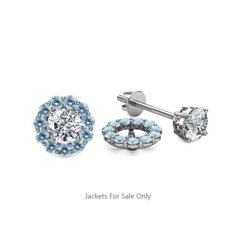 Serena 0.40 ctw (2.00 mm) Round Aquamarine Jackets Earrings 