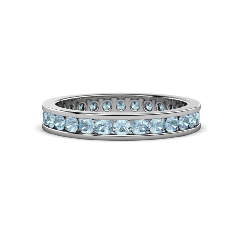 Celina 2.40 mm Round Aquamarine Eternity Band 