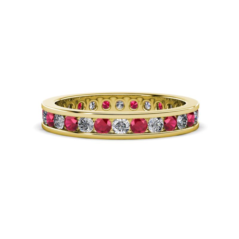 Celina 2.40 mm Round Ruby and Diamond Eternity Band 