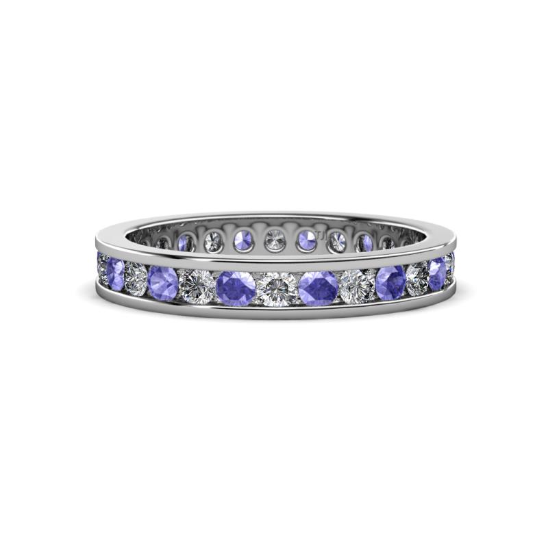 Celina 2.40 mm Round Tanzanite and Diamond Eternity Band 