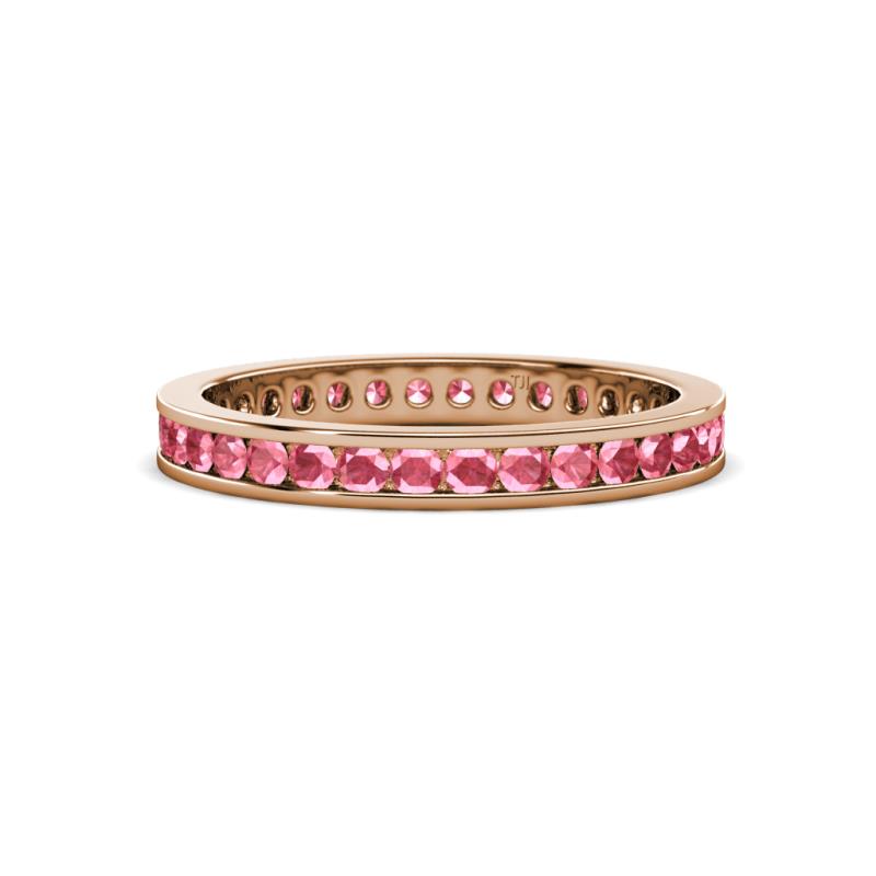 Celina 2.00 mm Round Pink Tourmaline Eternity Band 