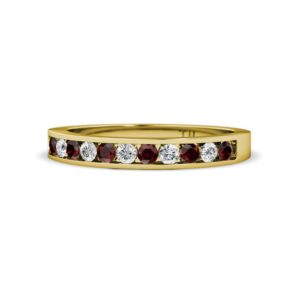 Kathiryn 2.00 mm Red Garnet and Diamond 11 Stone Wedding Band 