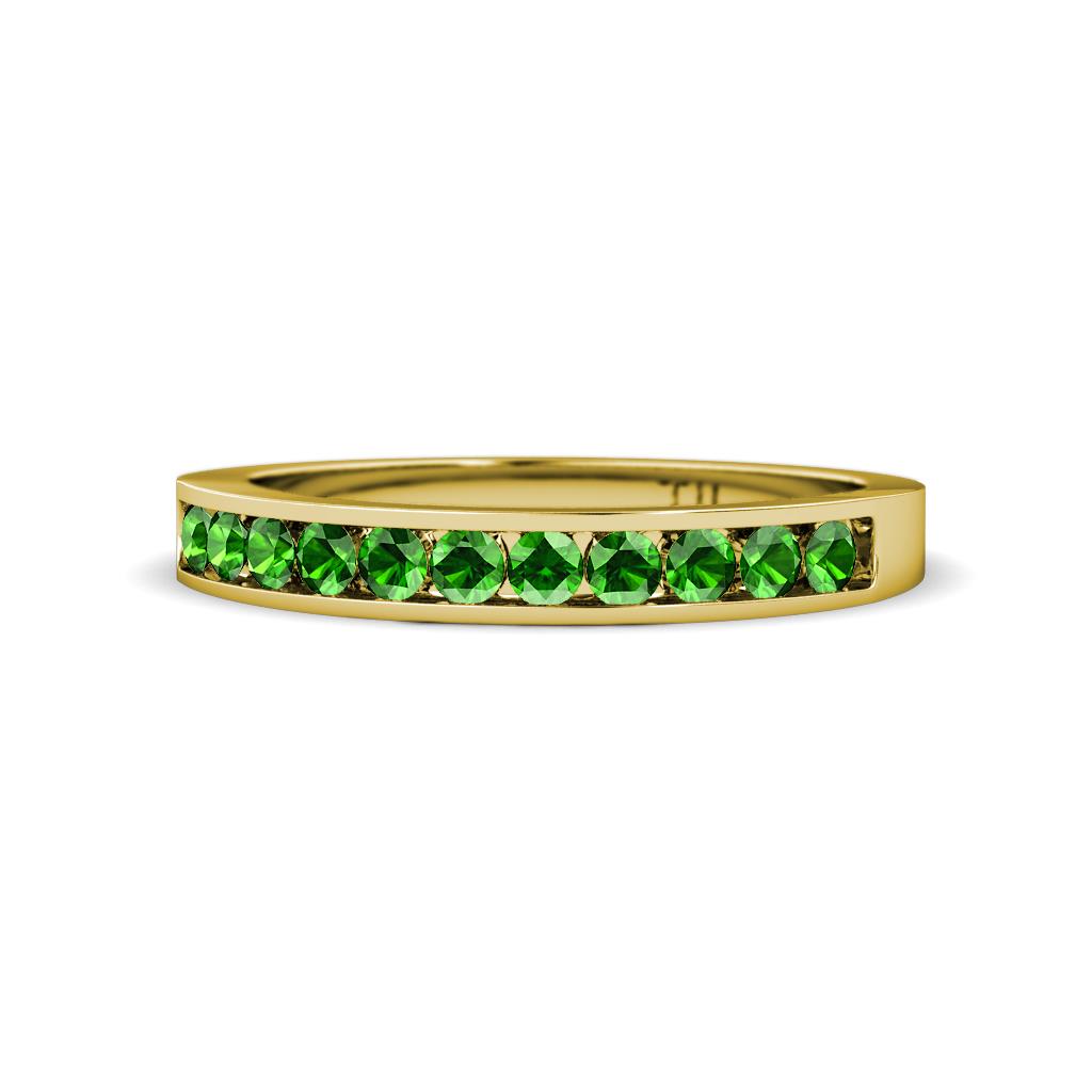 Kathiryn 2.00 mm Green Garnet 11 Stone Wedding Band 