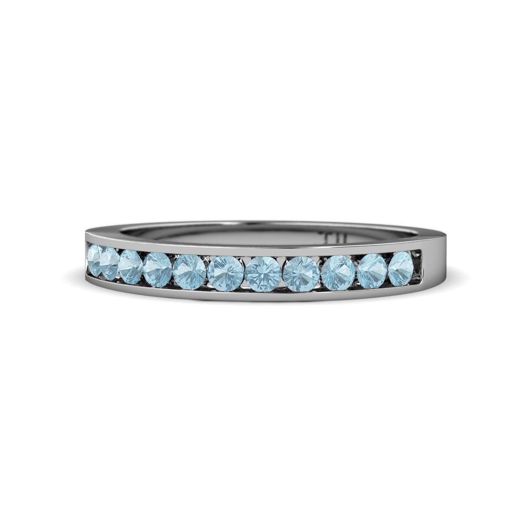 Kathiryn 2.30 mm Aquamarine 11 Stone Wedding Band 