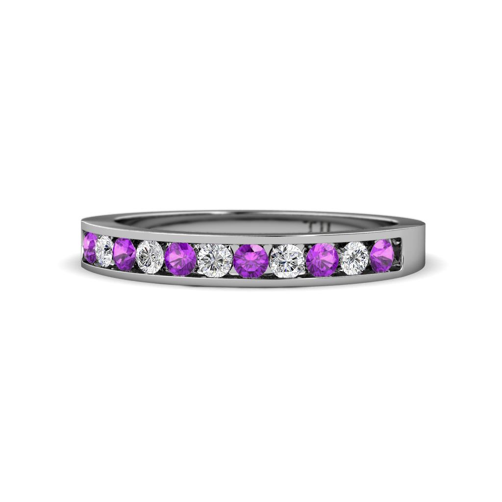 Kathiryn 2.30 mm Amethyst and Diamond 11 Stone Wedding Band 