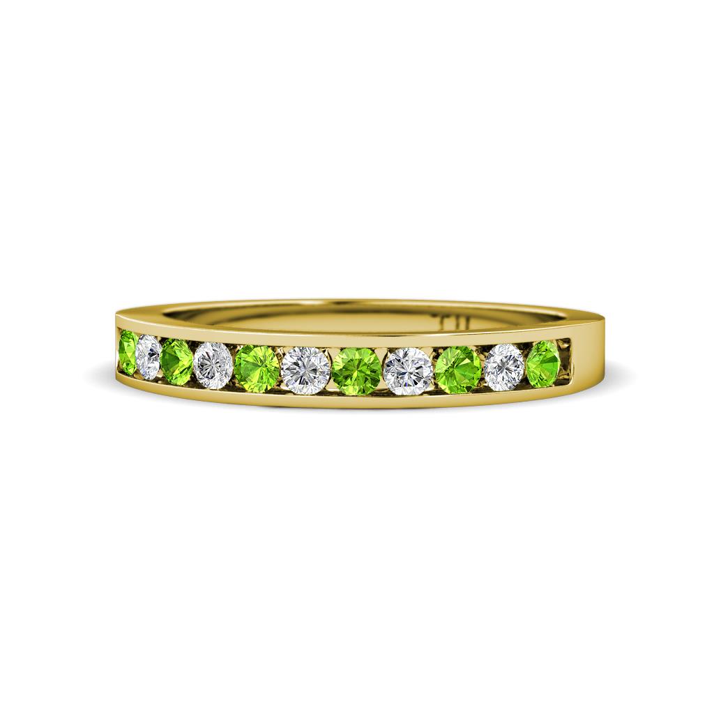 Kathiryn 2.30 mm Peridot and Diamond 11 Stone Wedding Band 