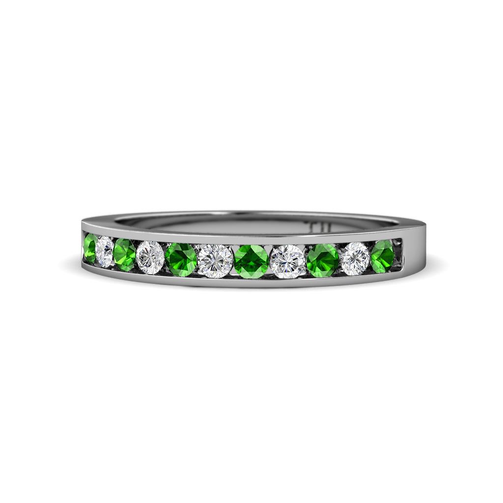 Kathiryn 2.30 mm Green Garnet and Diamond 11 Stone Wedding Band 