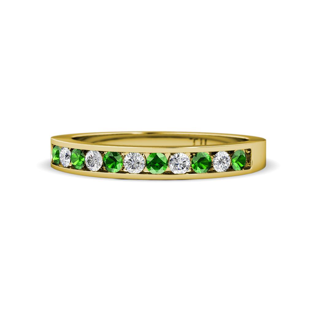 Kathiryn 2.30 mm Green Garnet and Diamond 11 Stone Wedding Band 