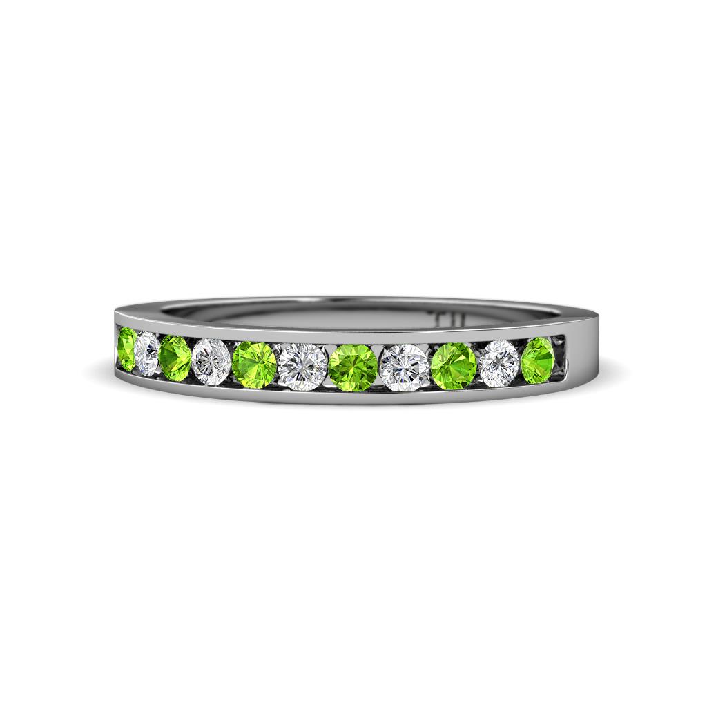Kathiryn 2.30 mm Peridot and Diamond 11 Stone Wedding Band 