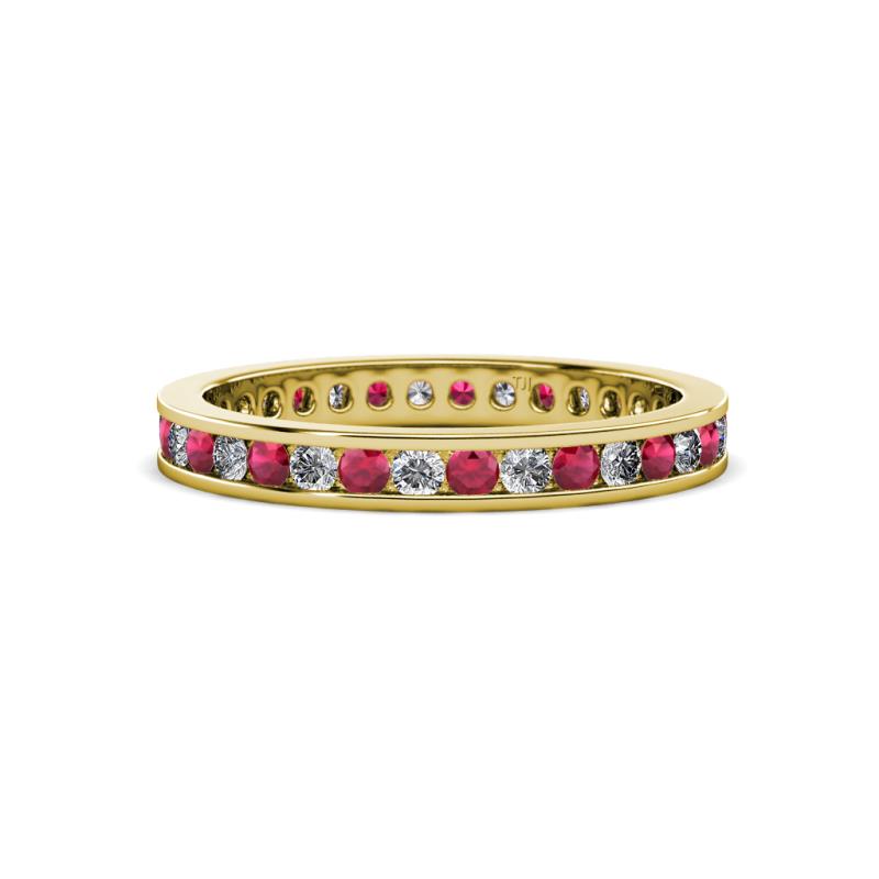 Celina 2.00 mm Round Ruby and Diamond Eternity Band 