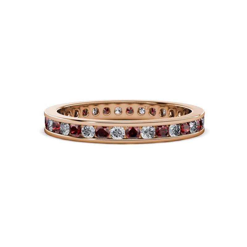 Celina 2.00 mm Round Red Garnet and Diamond Eternity Band 