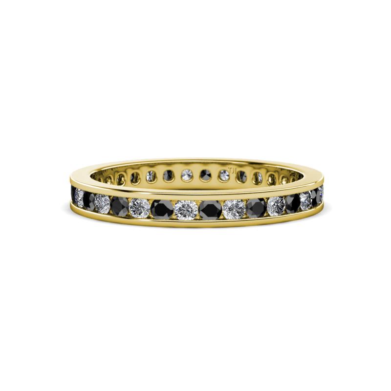 Celina 2.00 mm Round Black and White Diamond Eternity Band 