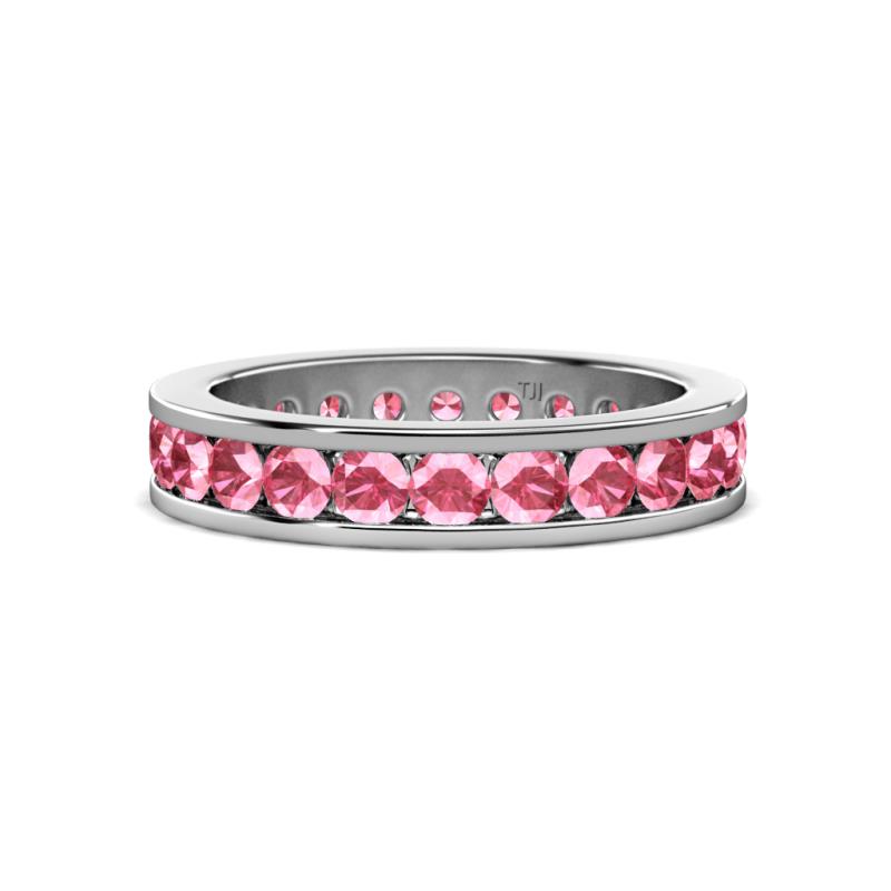 Celina 3.00 mm Round Pink Tourmaline Eternity Band 