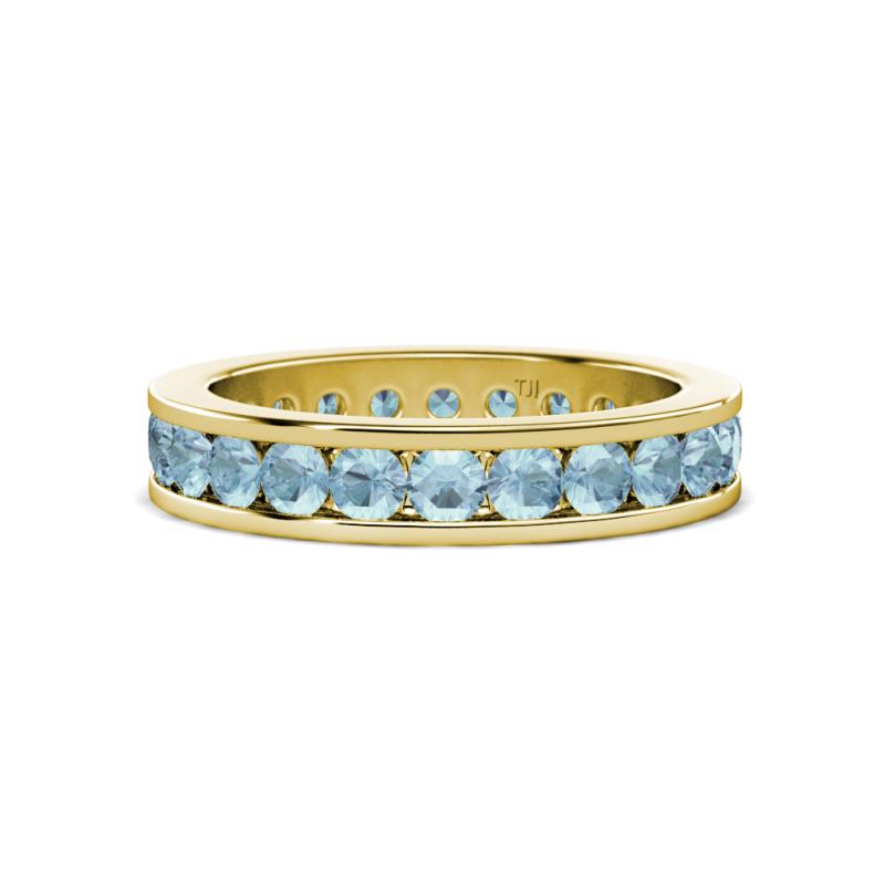 Celina 3.00 mm Round Aquamarine Eternity Band 