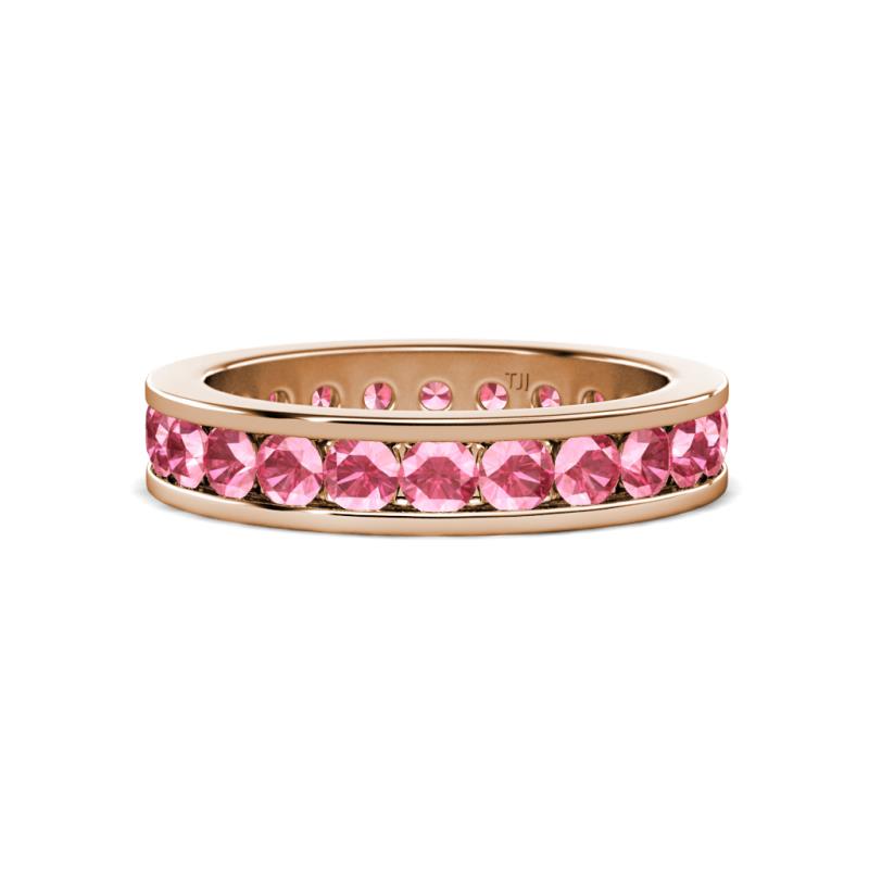 Celina 3.00 mm Round Pink Tourmaline Eternity Band 