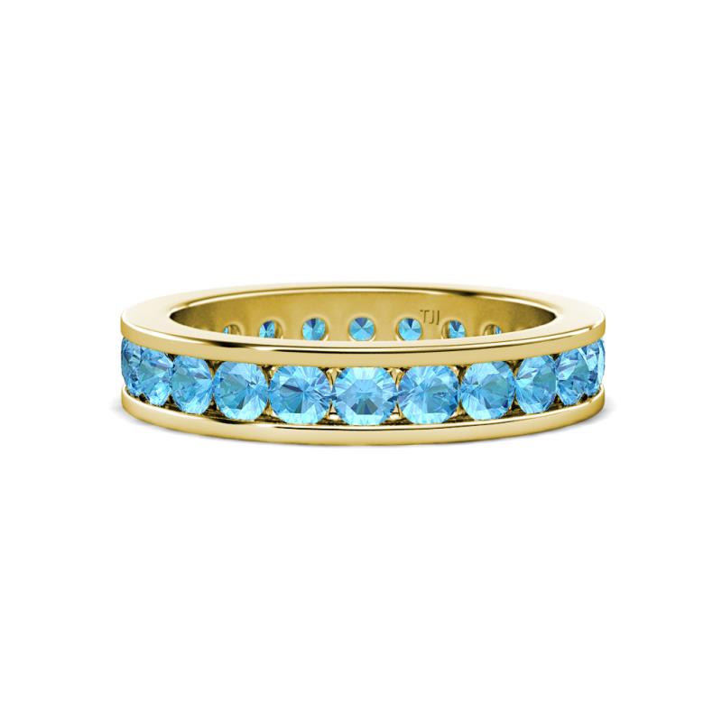 Celina 3.00 mm Round Blue Topaz Eternity Band 