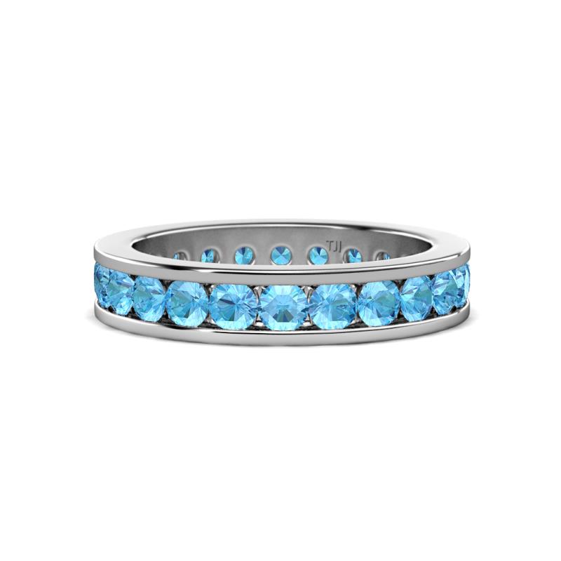 Celina 3.00 mm Round Blue Topaz Eternity Band 
