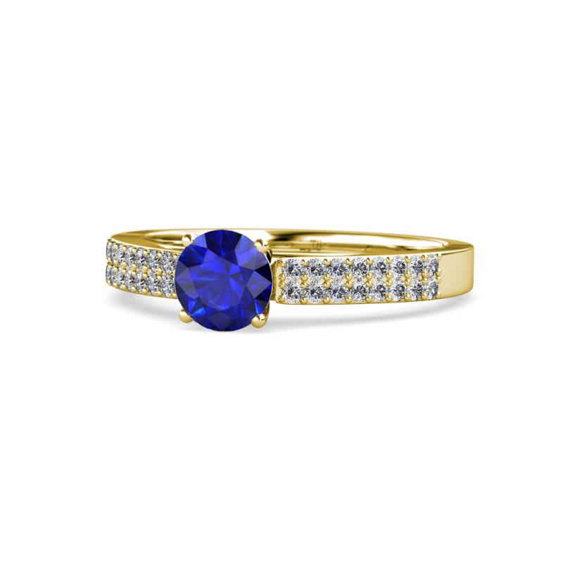 Blue Sapphire And Diamond Double Row Womens Engagement Ring 1 27