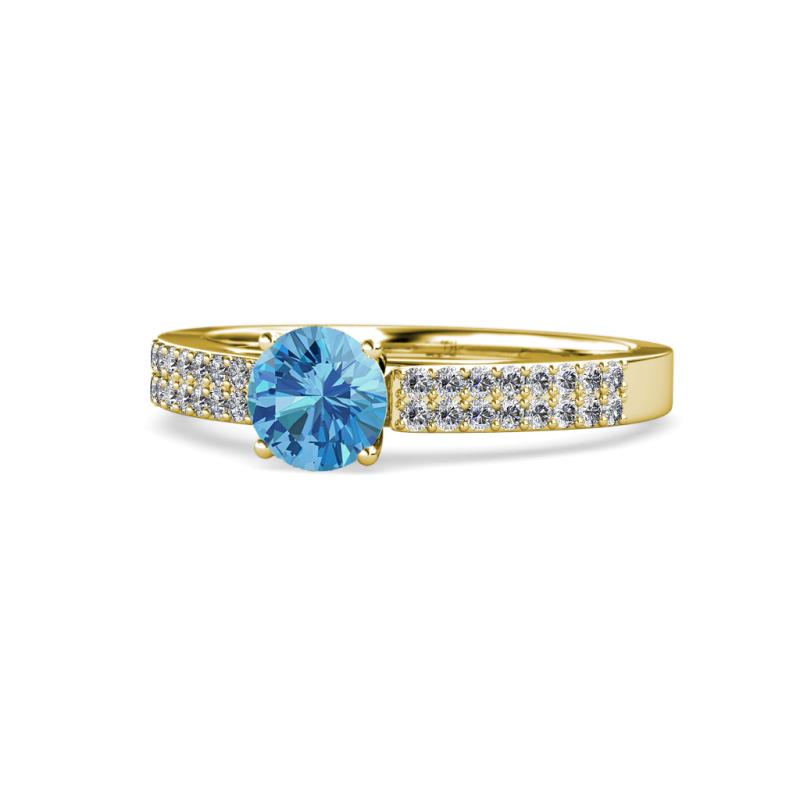 Aysel Blue Topaz and Diamond Double Row Engagement Ring 