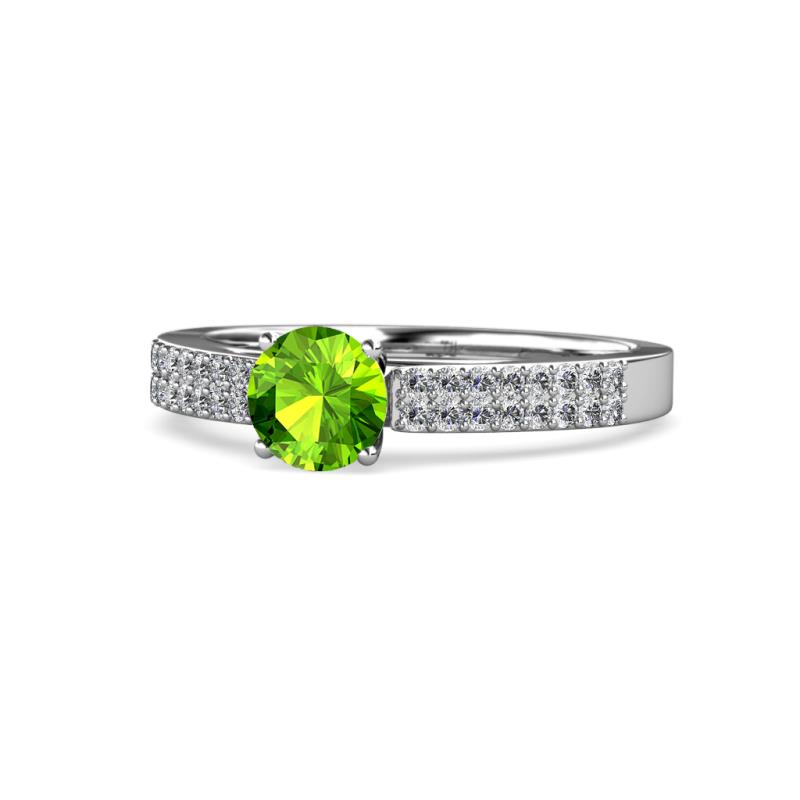 Aysel Peridot and Diamond Double Row Engagement Ring 