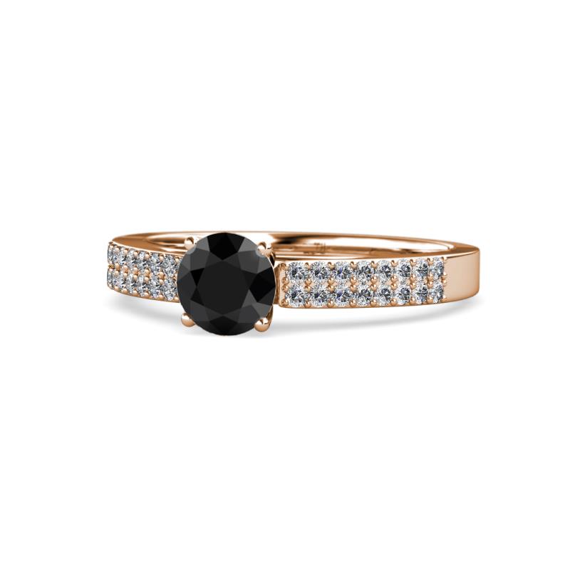 Aysel Black and White Diamond Double Row Engagement Ring 