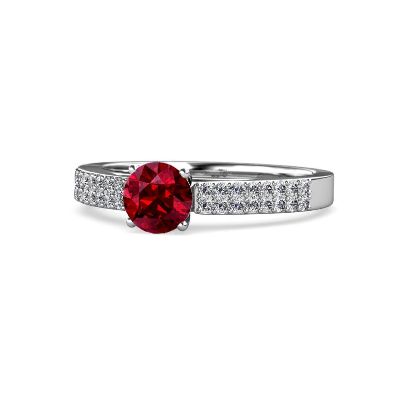 Aysel Ruby and Diamond Double Row Engagement Ring 