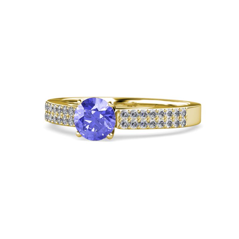Aysel Tanzanite and Diamond Double Row Engagement Ring 