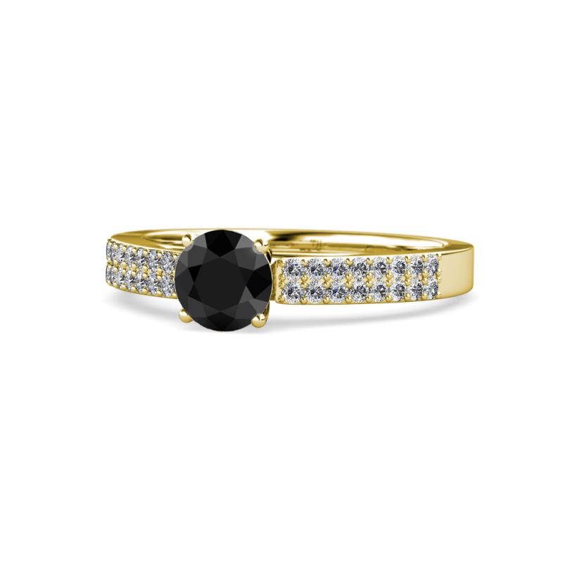 Aysel Black and White Diamond Double Row Engagement Ring 