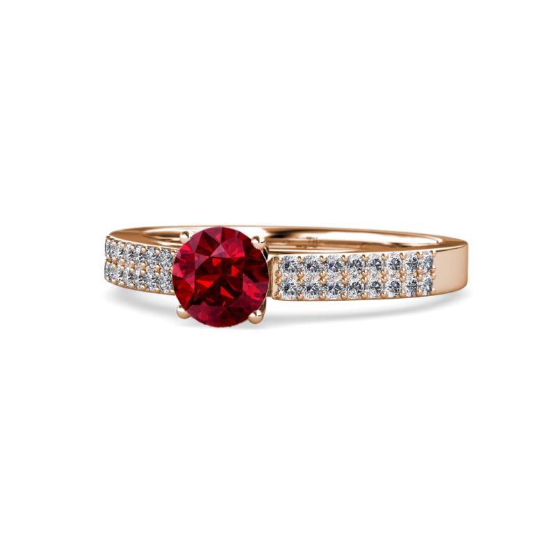 Aysel Ruby and Diamond Double Row Engagement Ring 