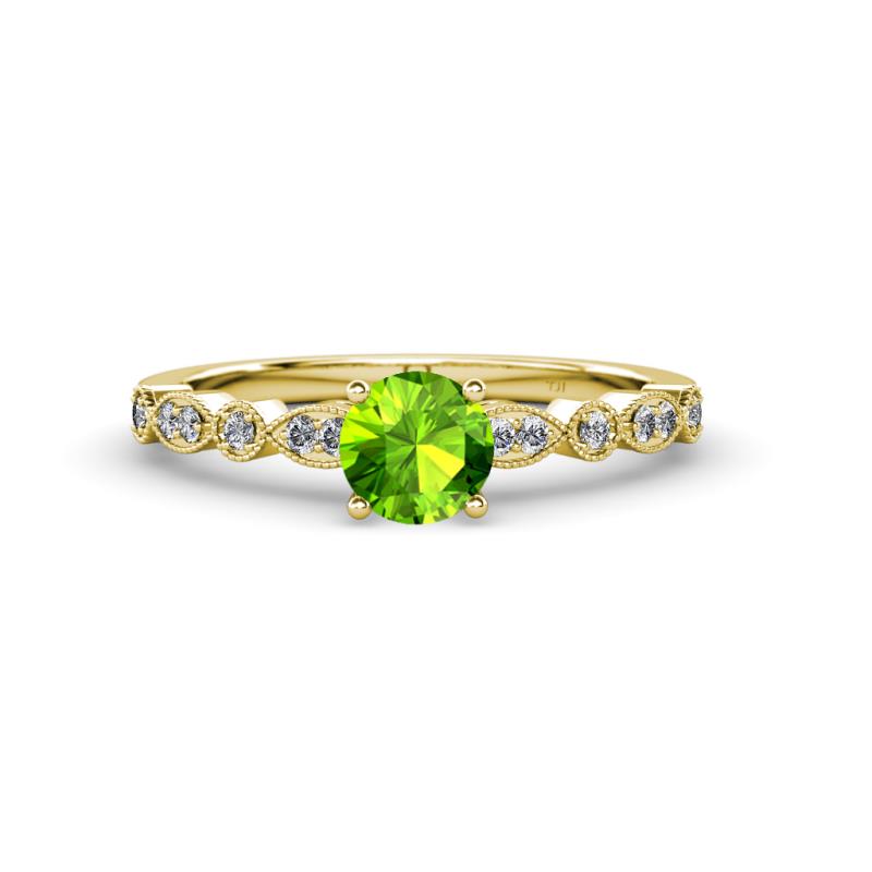 Renea 0.87 ctw Peridot (5.80 mm) with accented Diamonds Engagement Ring 