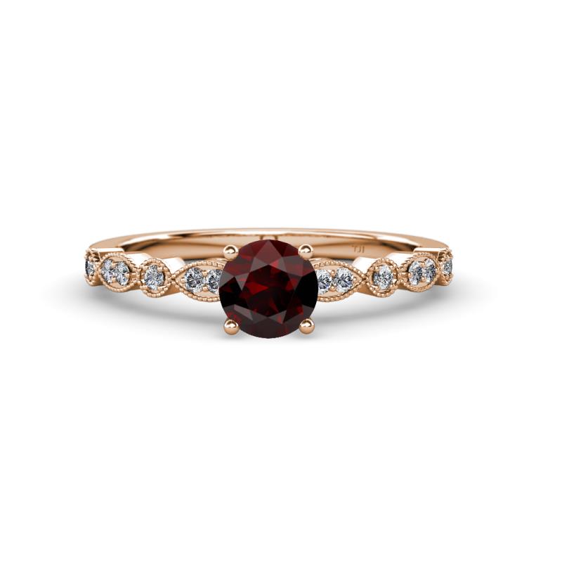 Renea 0.89 ctw Red Garnet (5.80 mm) with accented Diamonds Engagement Ring 