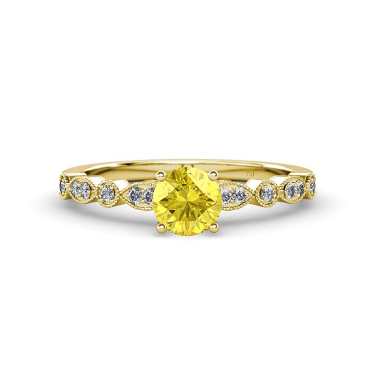 Renea 0.87 ctw Yellow Sapphire (5.80 mm) with accented Diamonds Engagement Ring 