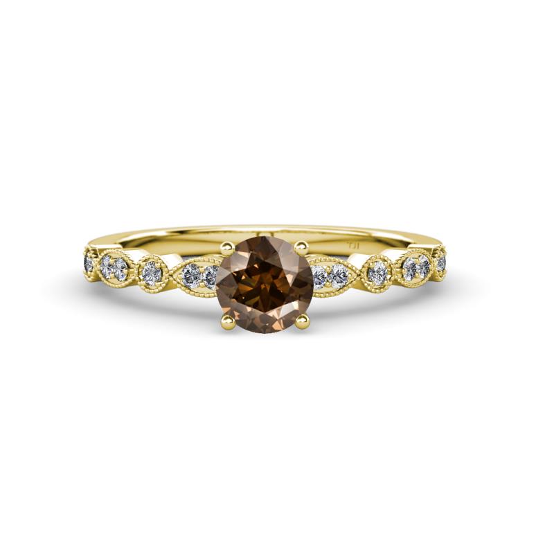 Renea 0.82 ctw Smoky Quartz (5.80 mm) with accented Diamonds Engagement Ring 