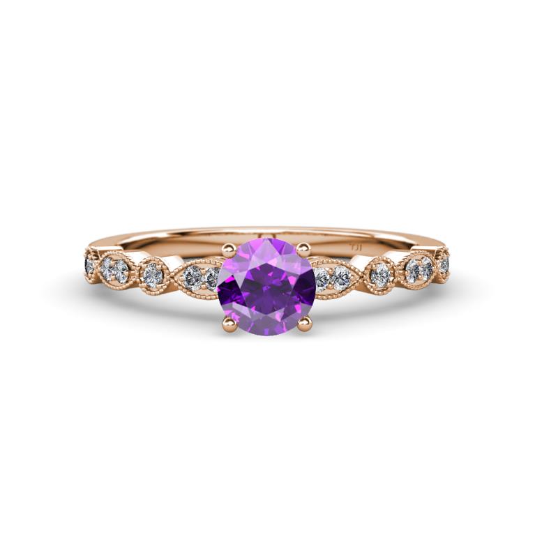 Renea 0.82 ctw Amethyst (5.80 mm) with accented Diamonds Engagement Ring 