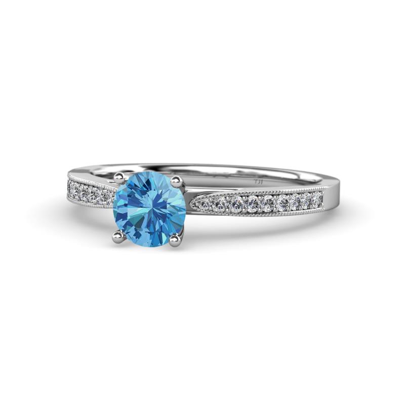 Aleen Blue Topaz and Diamond Engagement Ring 