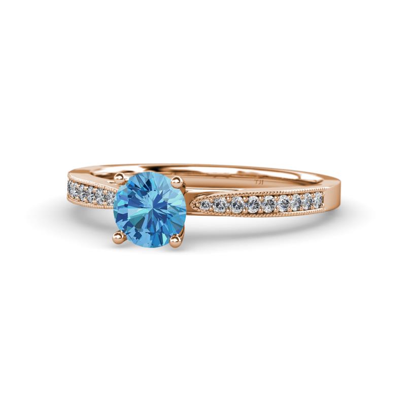 Aleen Blue Topaz and Diamond Engagement Ring 