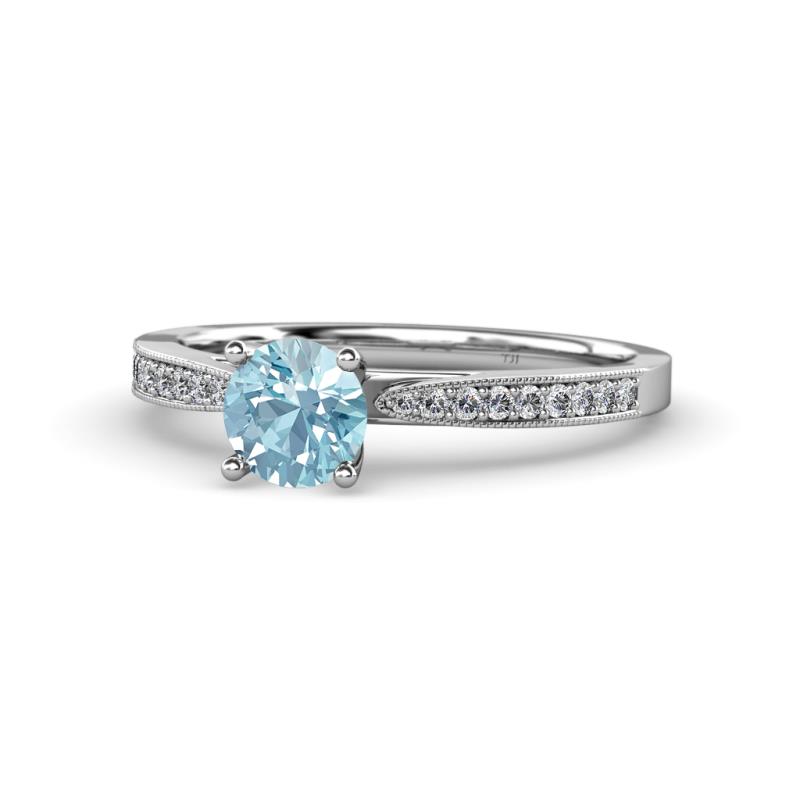 Aleen Aquamarine and Diamond Engagement Ring 