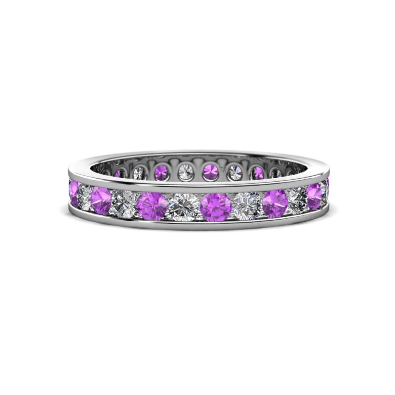 Celina 2.70 mm Round Amethyst and Diamond Eternity Band 