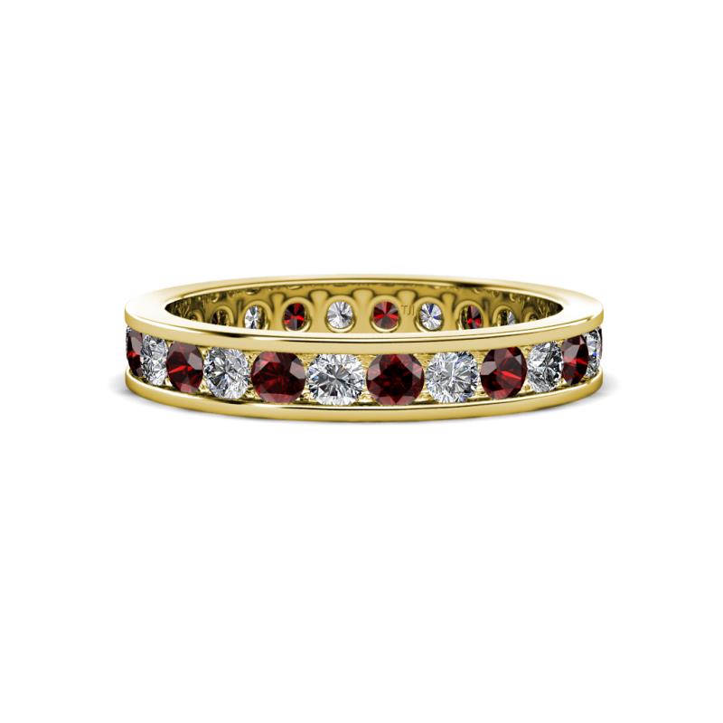 Celina 2.70 mm Round Red Garnet and Diamond Eternity Band 
